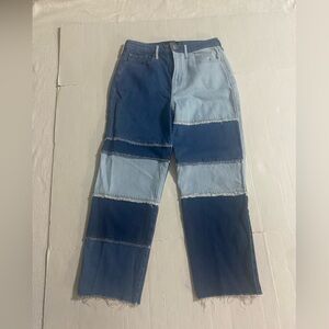 Hollister Multi-Blue Patchwork Straight leg Jeans